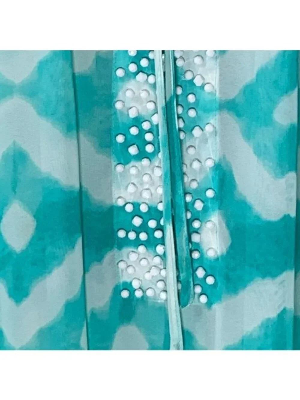 Ashley Stewart Womens 14W Blue Boho Peasant Blouse Sheer Crochet Top Plus Size - Picture 9 of 10